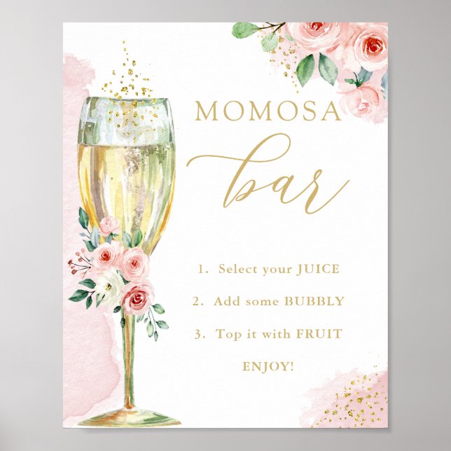 Poster Bar "MOM"osa, Fleurs d'or rose & Verre, Douche (Devant)