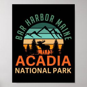 Poster Bar Retro Harbor Maine Parc national d'Acadia