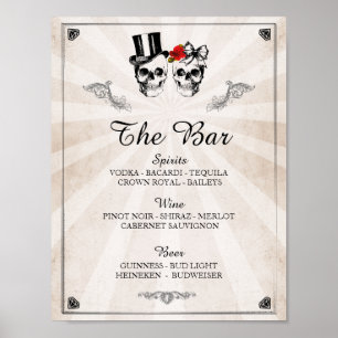 Poster Bar Rustique Crâne Halloween Signal Mariage Récept