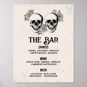 Poster Bar Rustique Crâne Halloween Signal Mariage Récept