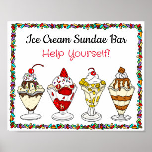 Poster Bar Sundae à crème glacée   Panneau Mariage ou Bab