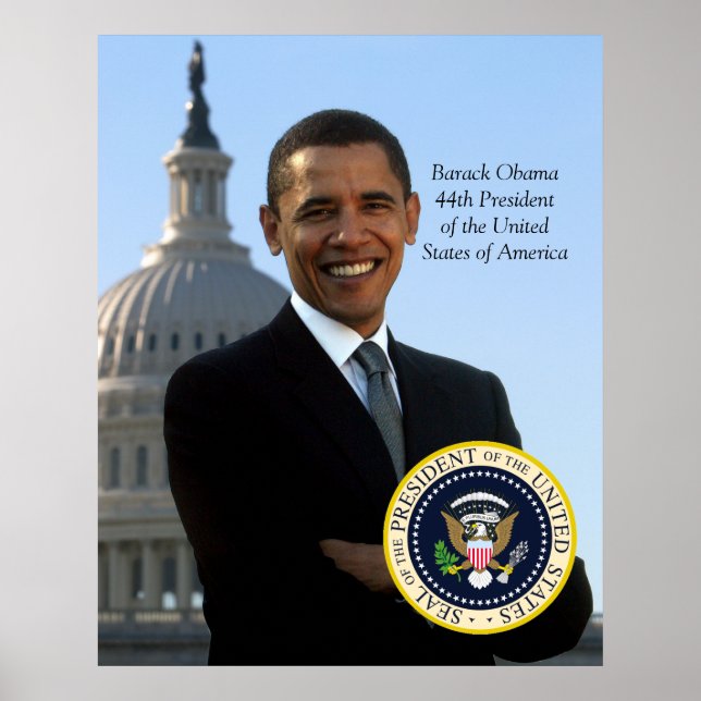 Poster Barack Obama 44 Pres Portrait & Sceau officiel Pre (Devant)