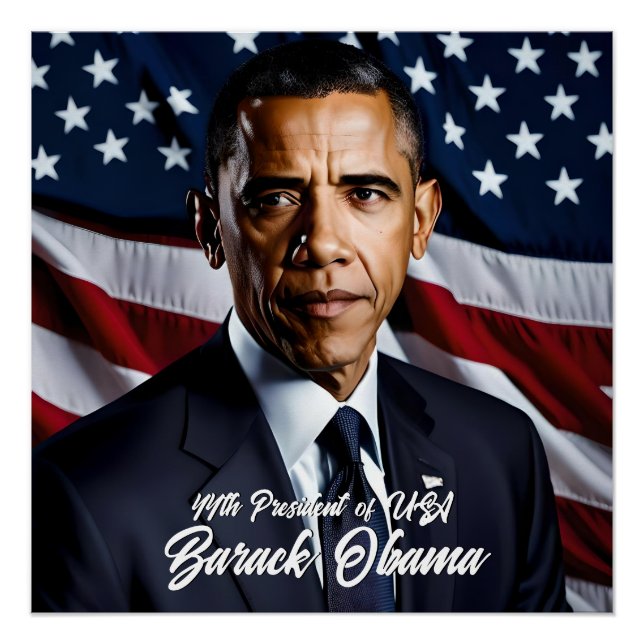 Poster Barack Obama 44ème Président & USA Fflag (Devant)