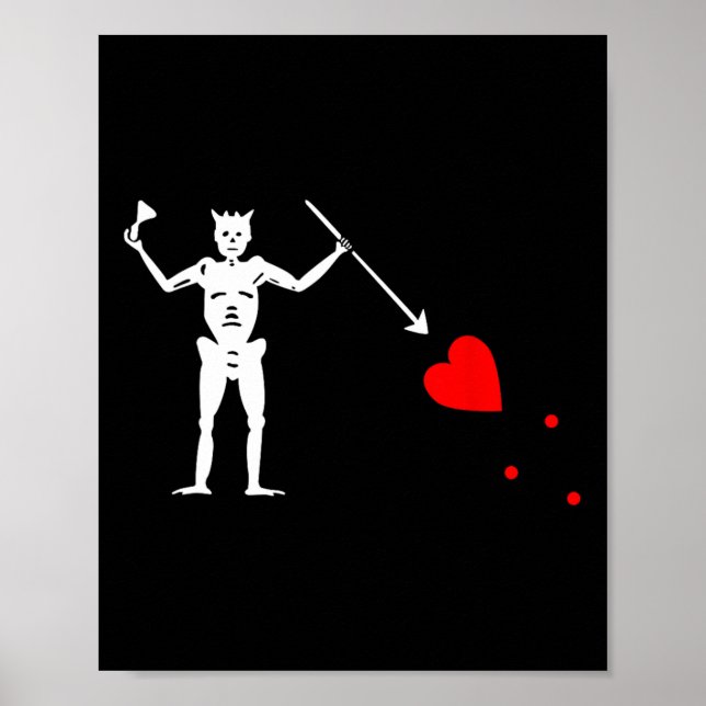 Poster Barbe noire Jolly roger Drapeau Pirate Squelette H (Devant)