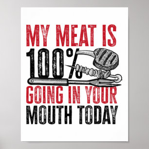 Poster Barbecue Byrbeque - Ma Viande Est 100% Dans Votre