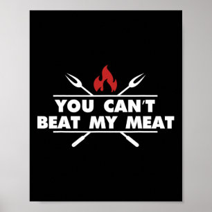 Poster Barbecue drôle de grillade de chef de viande humou