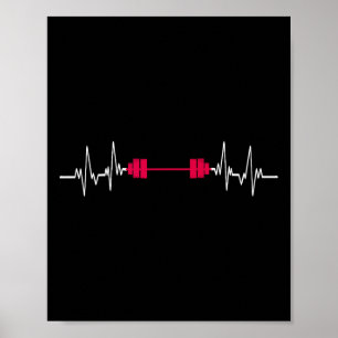 Poster Barbell Fitness Battement de coeur Force Sports Bo