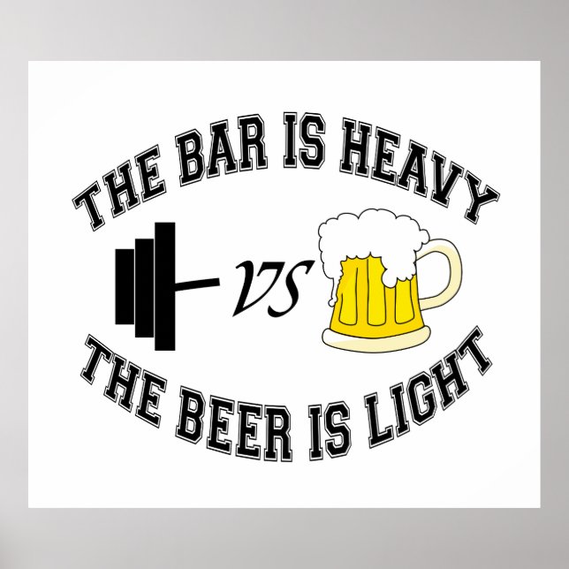 Poster Barbell vs bière (Devant)