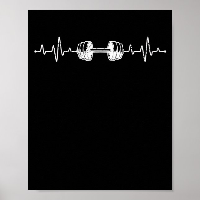 Poster Barbell Weightlifting Heartbeat (Devant)