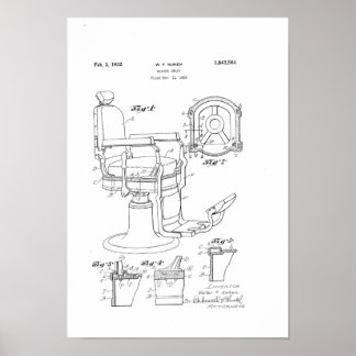 Poster Barber Chair Brevet Imprimer Barber Décor Boutique