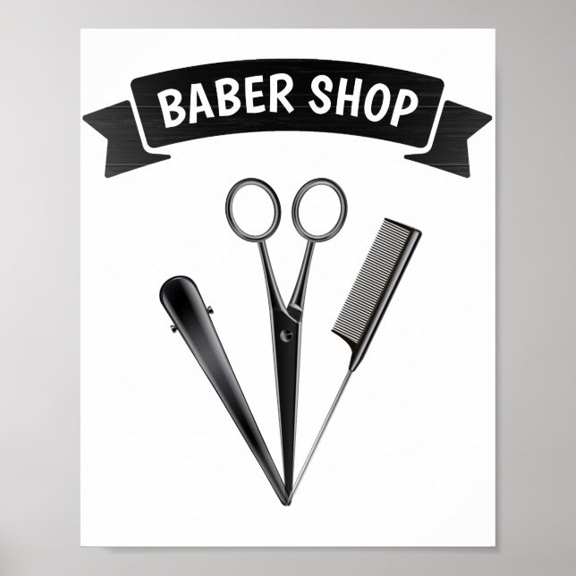 Poster Barber Shop Coiffeur Moderne (Devant)