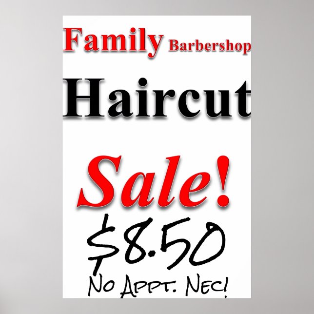 Poster Barbier de famille Haircut Vente Beauté Salon Post (Devant)