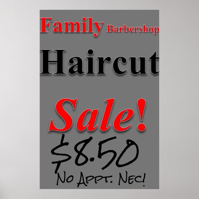 Poster Barbier de famille Haircut Vente Beauté Salon Post (Devant)