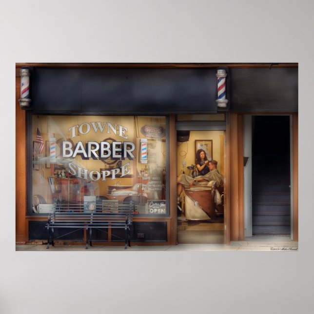 Poster Barbier - Obtenir une coupe de cheveux (Devant)