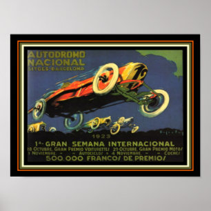 Poster Barcelona Car Race 1923 Annonce 12 x 16