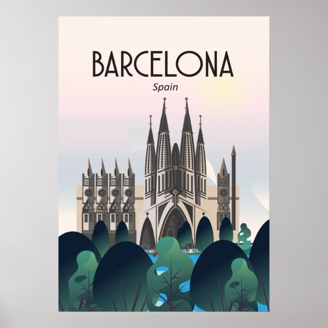 Poster Barcelona Spain Travel Poster, Imprimer, (Devant)
