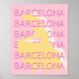Poster Barcelone Art Voyage, Espagne, Art Voyage, Rose