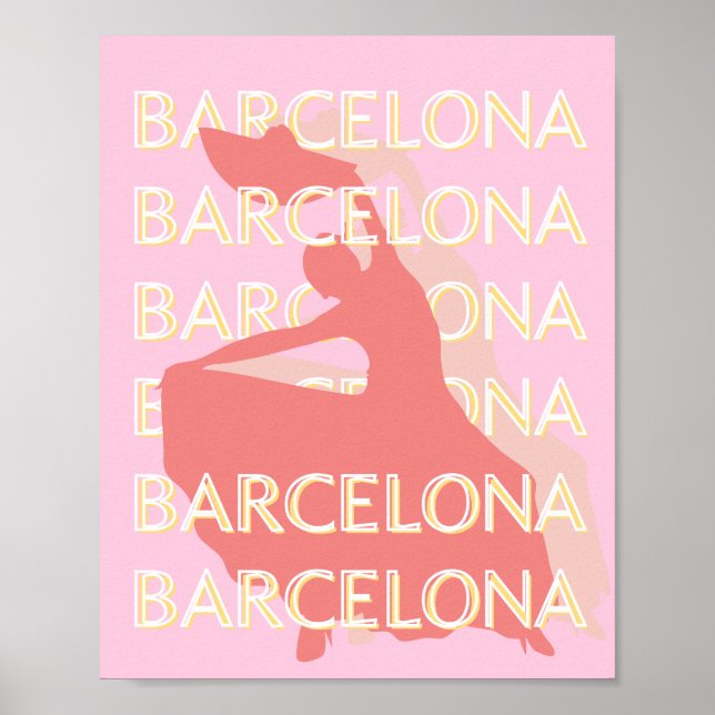 Poster Barcelone Art Voyage, Rose, Pastel (Devant)
