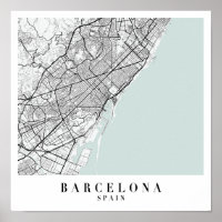 Barcelone Espagne Blue Water Street Carte