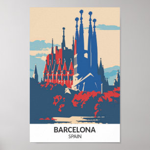 Poster Barcelone Espagne Retro Artwork Travel