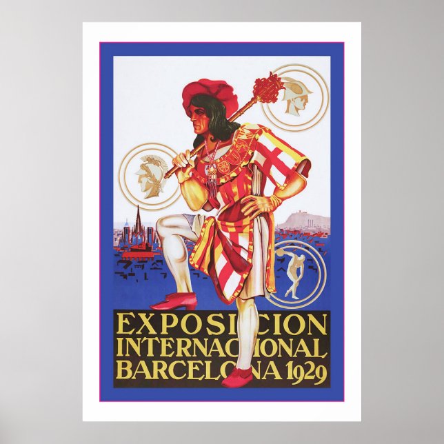 Poster Barcelone ~ Exposition Vintage en espagnol (Devant)