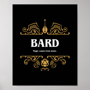 Poster Bard Classe Tablett Jeu RPG