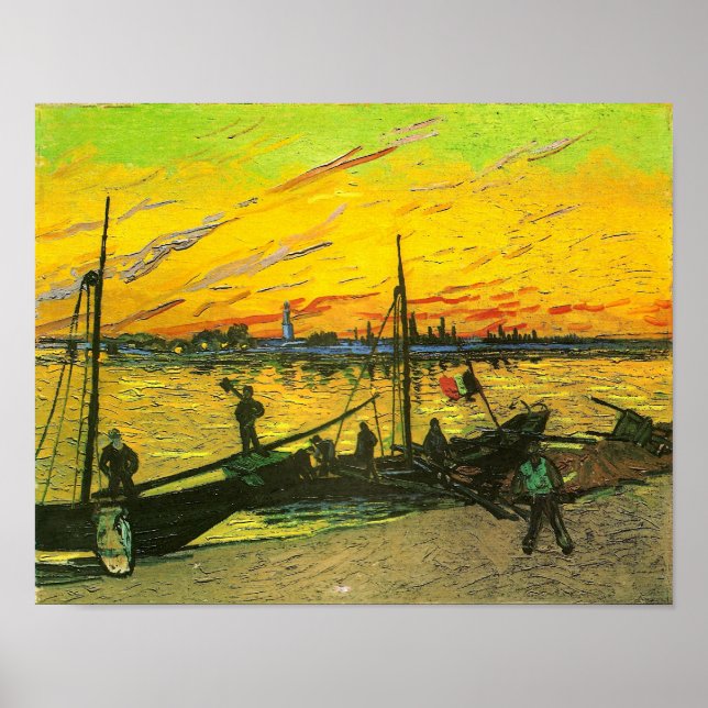 Poster Barges de charbon Van Gogh Art (Devant)