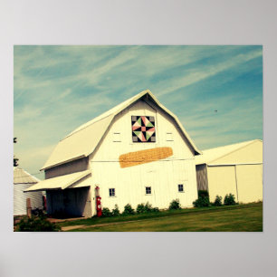 Poster Barn Quilt et Corn Faux Vintage