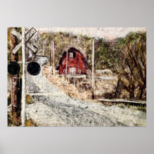 Poster " Barn, Rogers, Ohio" - Patel sur du papier de riz