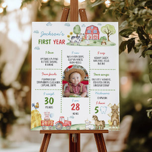 Poster Barnyard Animal Première année Photo Milestone Pos