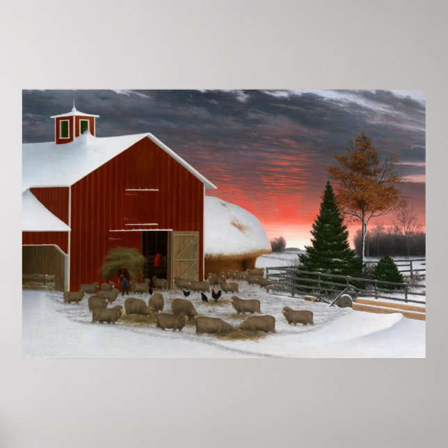 Poster Barnyard en hiver (Devant)