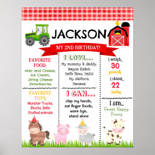 Poster Barnyard Farm Animaux Anniversaire Milestone Signa