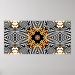 Poster Baroque doré et chaînes motif ornement