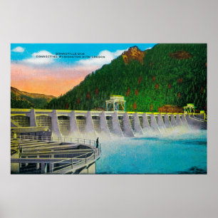Poster Barrage de Bonneville sur la rivière Columbia