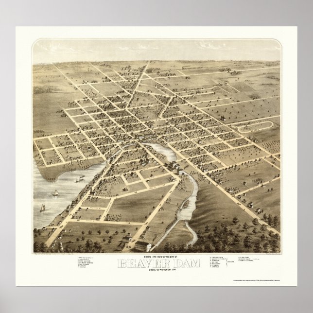 Poster Barrage de castor, WI Carte panoramique - 1867 (Devant)