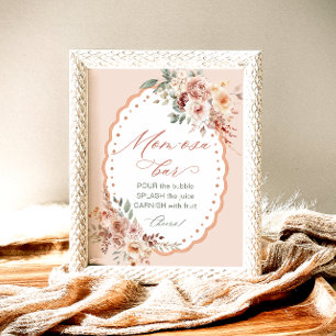 Poster Barre à Mom-osa pour Baby Shower Bohème Floral