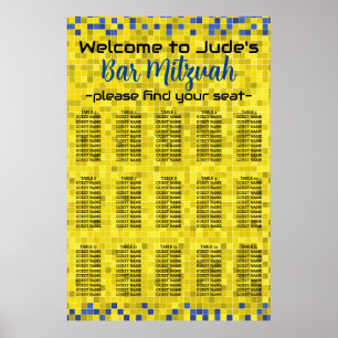 Poster Barre BM et jeu Bat mitzvah sur la carte de siège