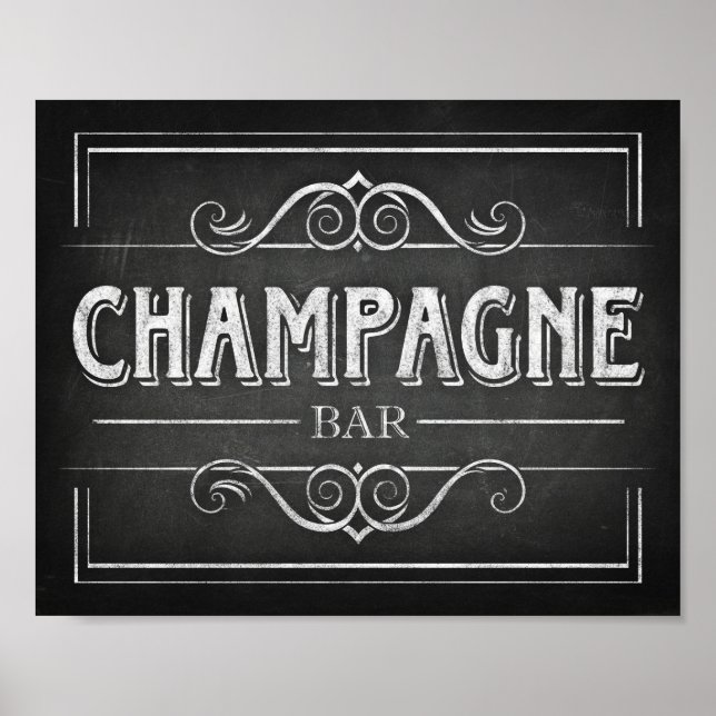Poster BARRE CHAMPAGNE Style Chalk Signe Imprimer (Devant)