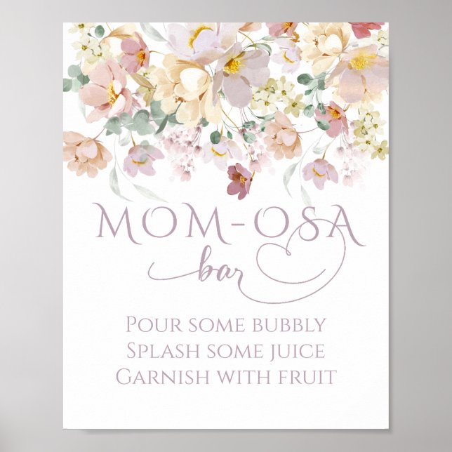 Poster Barre de Baby shower de Fleur sauvage de printemps (Devant)