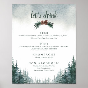 Poster Barre de boisson Rustique Mariage Menu Signer Impr
