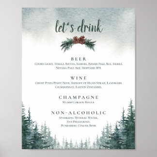 Poster Barre de boisson Rustique Mariage Menu Signer Impr