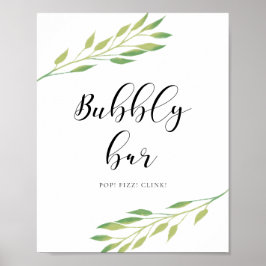 Poster Barre de bulle feuille vert aquarelle signe mariag