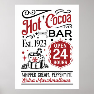 Poster Barre de cacao chaud mot art Noël