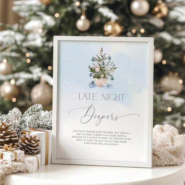 Poster Barre de chocolat chaud à l'arbre de Noël bleu (Créateur téléchargé)