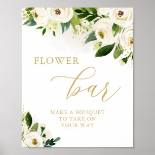 Poster Barre de fleurs Fête des mariées Florale blanche e