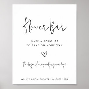 Poster Barre de fleurs noir et blanc minimaliste écriture