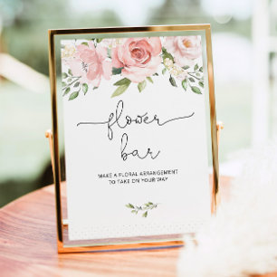 Poster Barre de fleurs rose blush floral