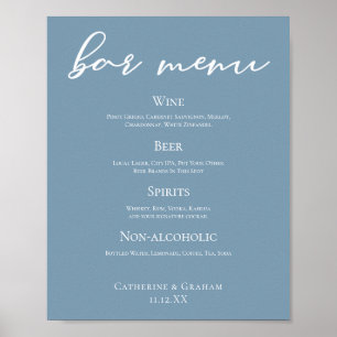 Poster Barre de Mariage Dusty Blue Typography