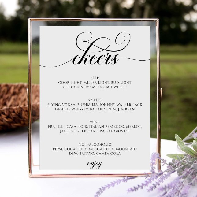 Poster Barre de script de calligraphie Menu Chefs Mariage (Créateur téléchargé)