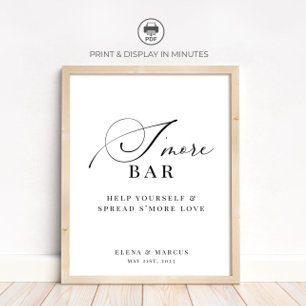 Poster Barre de S'more Mariage Élégant Moderne